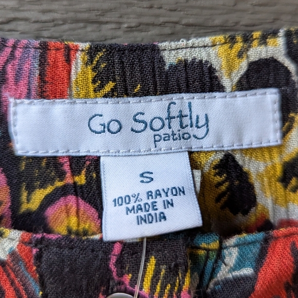 NWT Go Softly Patio Colorful Floral House Dress Mumu Size Small 100% Rayon - Picture 6 of 10